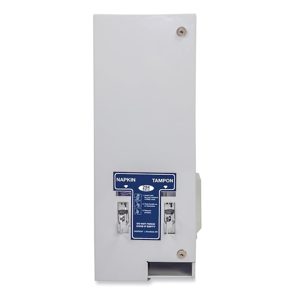 Hospeco Dual Sanitary Napkin/Tampon Dispenser, Coin, 11 1/8 x 7 5/8 x 26 3/8, White D1-25 - main
